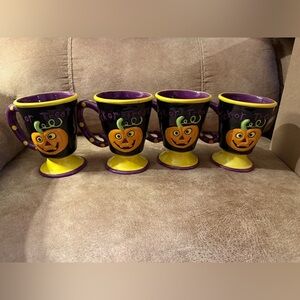 Four Halloween Jack-O-Lantern Ceramic Mugs “Through A Child’s Eyes” OccaXions